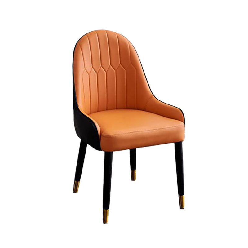 Sillas laterales de comedor con respaldo sólido y brazo de diseño escandinavo Sillas laterales de comedor de cuero