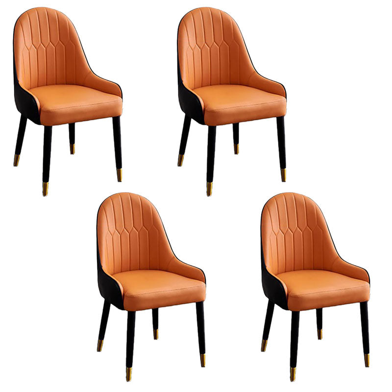 Sillas laterales de comedor con respaldo sólido y brazo de diseño escandinavo Sillas laterales de comedor de cuero