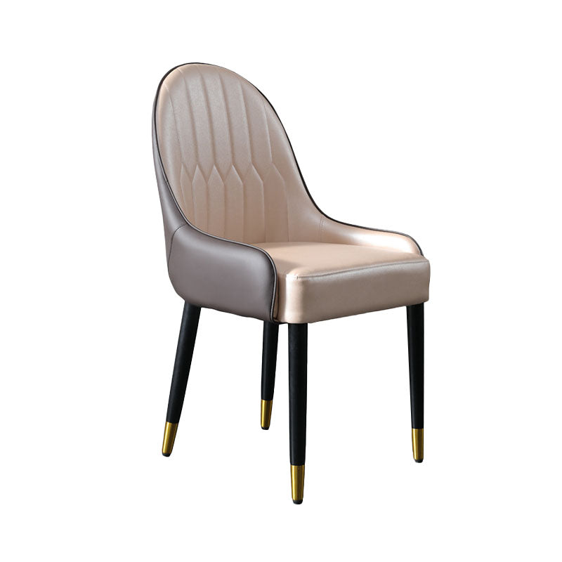 Sillas laterales de comedor con respaldo sólido y brazo de diseño escandinavo Sillas laterales de comedor de cuero