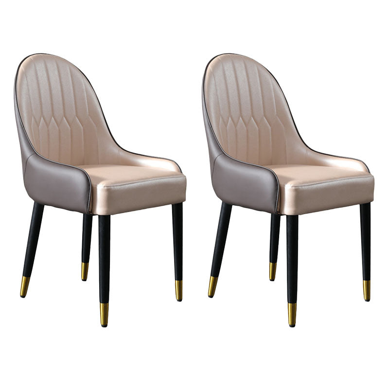 Sillas laterales de comedor con respaldo sólido y brazo de diseño escandinavo Sillas laterales de comedor de cuero