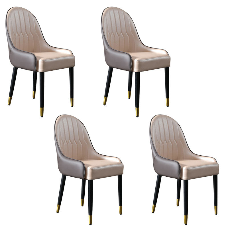 Sillas laterales de comedor con respaldo sólido y brazo de diseño escandinavo Sillas laterales de comedor de cuero