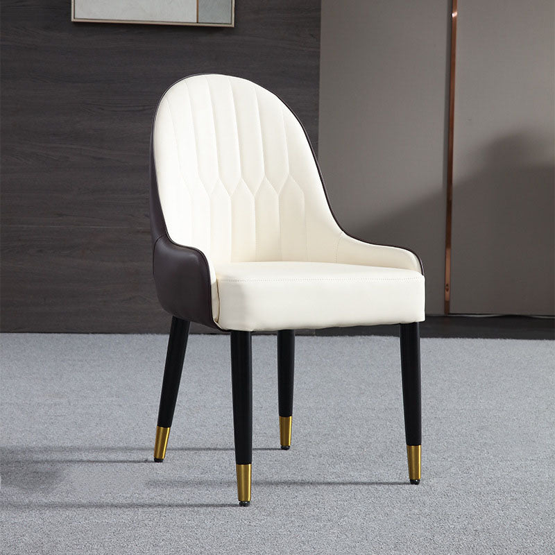Sillas laterales de comedor con respaldo sólido y brazo de diseño escandinavo Sillas laterales de comedor de cuero