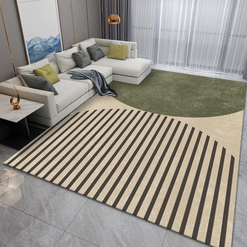 Brown Modern Rug Polyester Striped Indoor Rug Washable Rug for Drawing Room