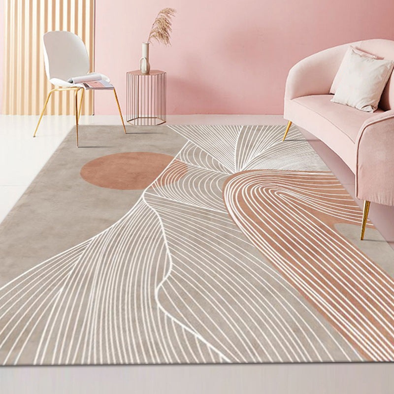 Brown Modern Rug Polyester Striped Indoor Rug Washable Rug for Drawing Room
