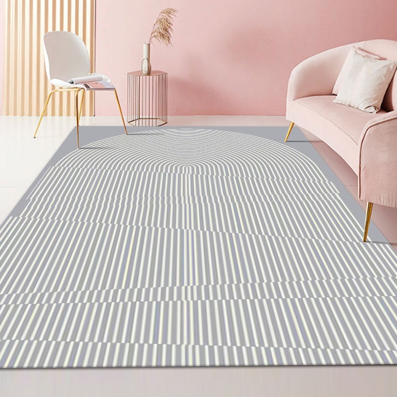 Brown Modern Rug Polyester Striped Indoor Rug Washable Rug for Drawing Room