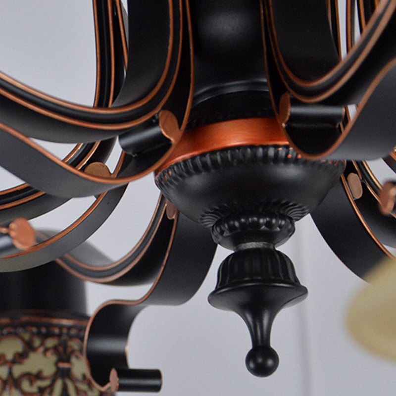 Decorative Bell Flush Lightture Glass Flush Mount Lights en noir pour le salon