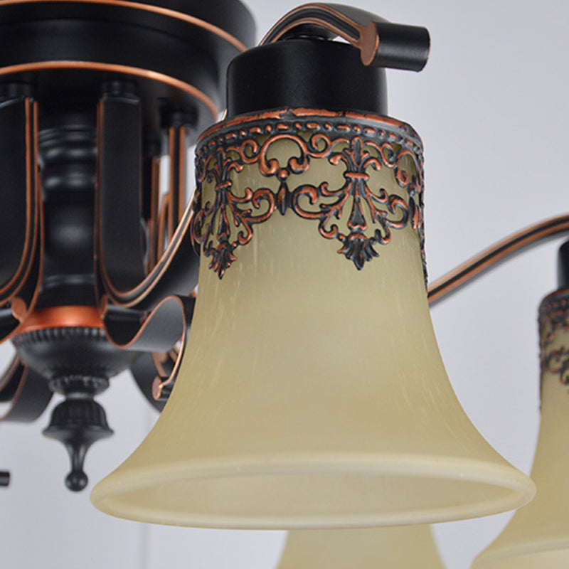 Decorative Bell Flush Lightture Glass Flush Mount Lights en noir pour le salon