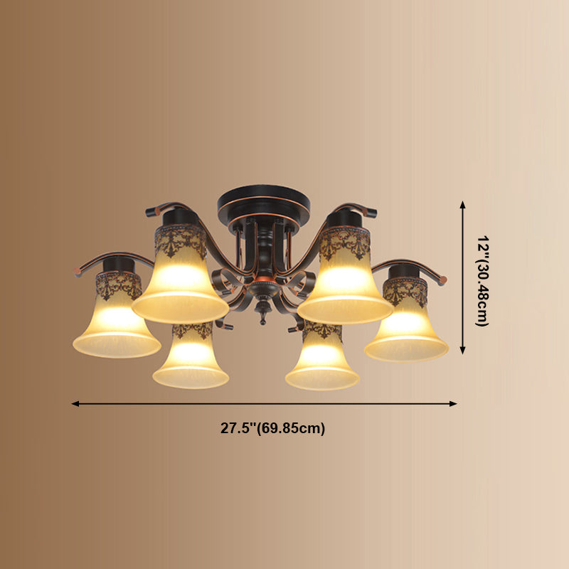 Decorative Bell Flush Lightture Glass Flush Mount Lights en noir pour le salon