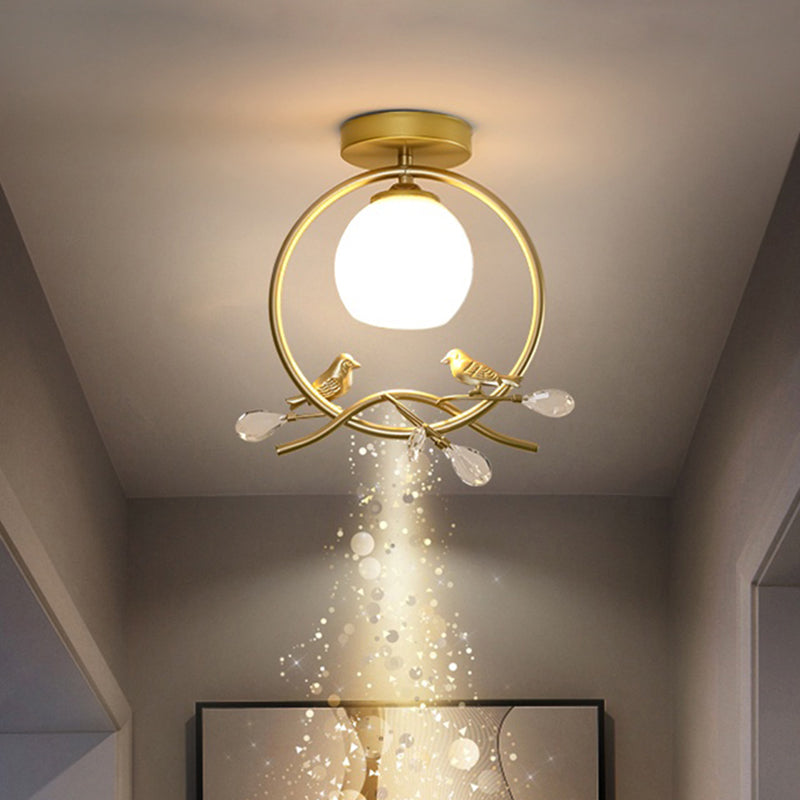 Sphère contemporaine luminaire luminaire 1 les lampes de montage à chasse d'eau légère avec oiseaux