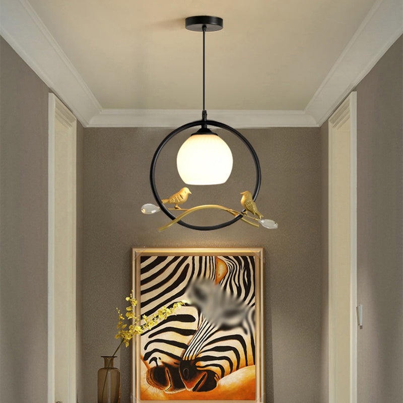 Sphère contemporaine luminaire luminaire 1 les lampes de montage à chasse d'eau légère avec oiseaux