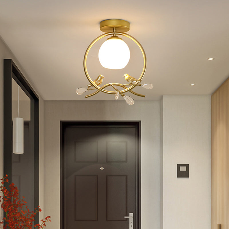 Sphère contemporaine luminaire luminaire 1 les lampes de montage à chasse d'eau légère avec oiseaux