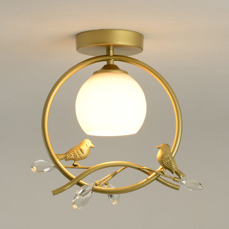 Sphère contemporaine luminaire luminaire 1 les lampes de montage à chasse d'eau légère avec oiseaux