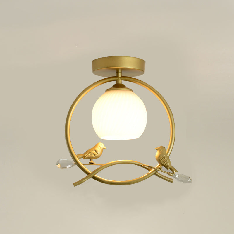 Sphère contemporaine luminaire luminaire 1 les lampes de montage à chasse d'eau légère avec oiseaux