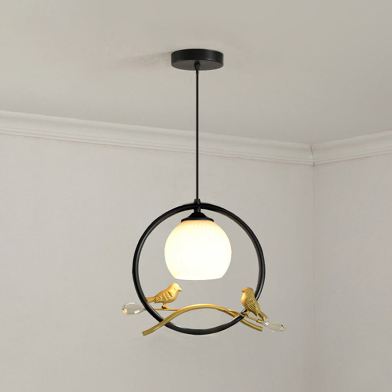 Sphère contemporaine luminaire luminaire 1 les lampes de montage à chasse d'eau légère avec oiseaux