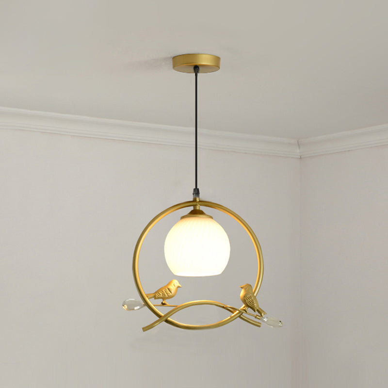 Sphère contemporaine luminaire luminaire 1 les lampes de montage à chasse d'eau légère avec oiseaux