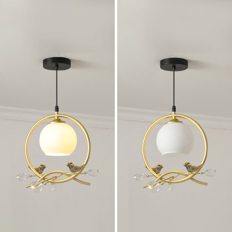 Sphère contemporaine luminaire luminaire 1 les lampes de montage à chasse d'eau légère avec oiseaux