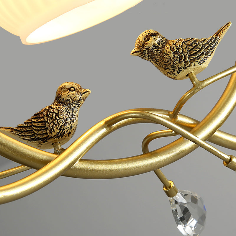 Sphère contemporaine luminaire luminaire 1 les lampes de montage à chasse d'eau légère avec oiseaux