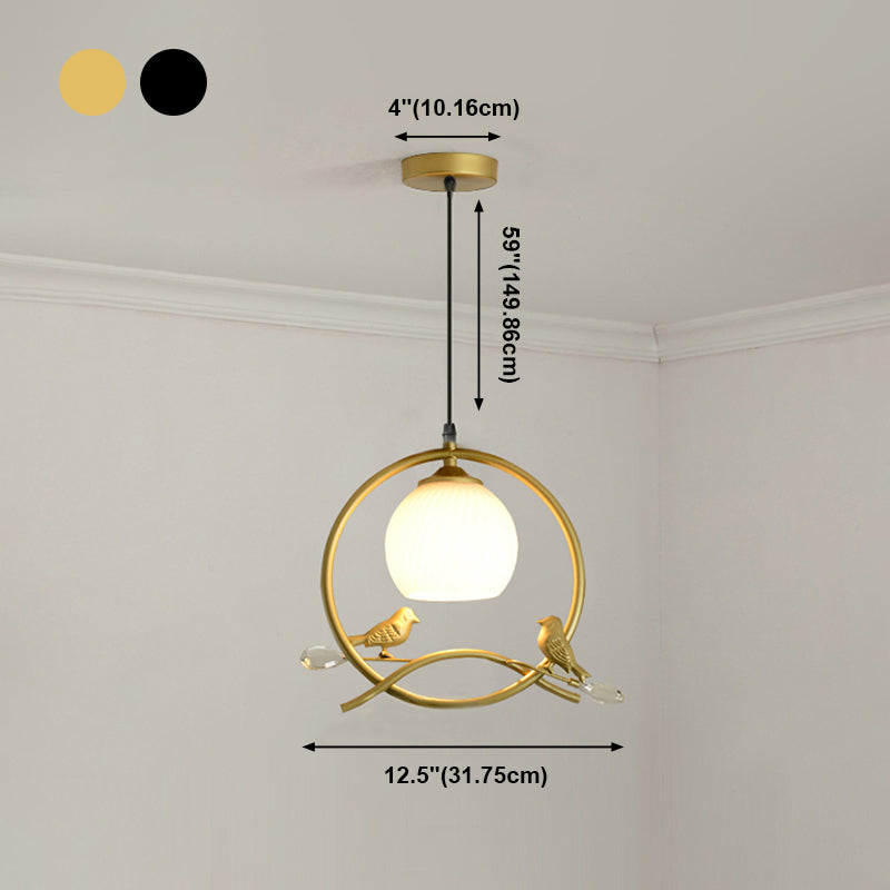 Sphère contemporaine luminaire luminaire 1 les lampes de montage à chasse d'eau légère avec oiseaux