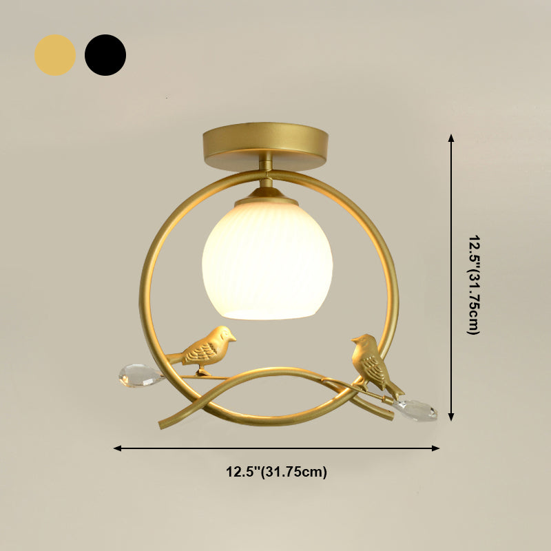 Sphère contemporaine luminaire luminaire 1 les lampes de montage à chasse d'eau légère avec oiseaux