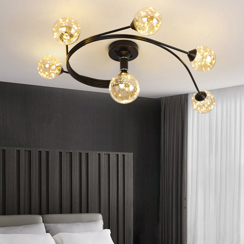 Globe contemporain Flush Lightture Glass Flush Mount Lamps en noir
