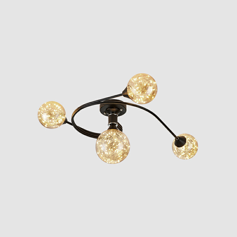 Globe contemporain Flush Lightture Glass Flush Mount Lamps en noir