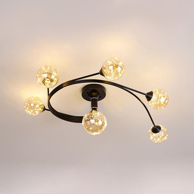 Globe contemporain Flush Lightture Glass Flush Mount Lamps en noir