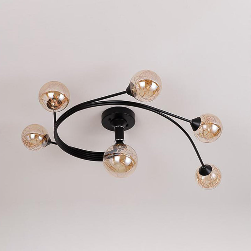 Globe contemporain Flush Lightture Glass Flush Mount Lamps en noir