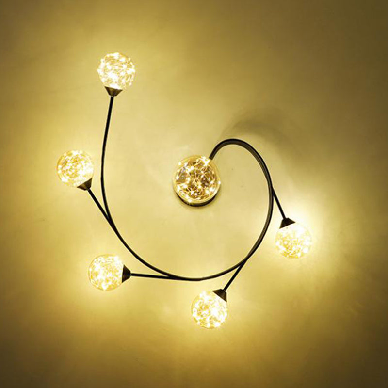 Globe contemporain Flush Lightture Glass Flush Mount Lamps en noir