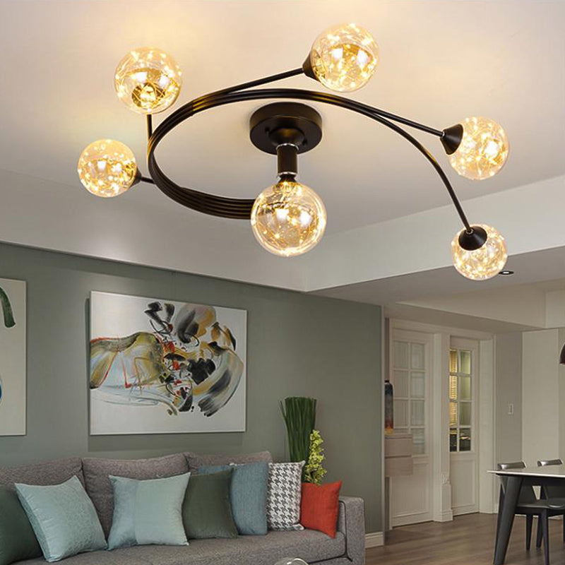 Globe contemporain Flush Lightture Glass Flush Mount Lamps en noir