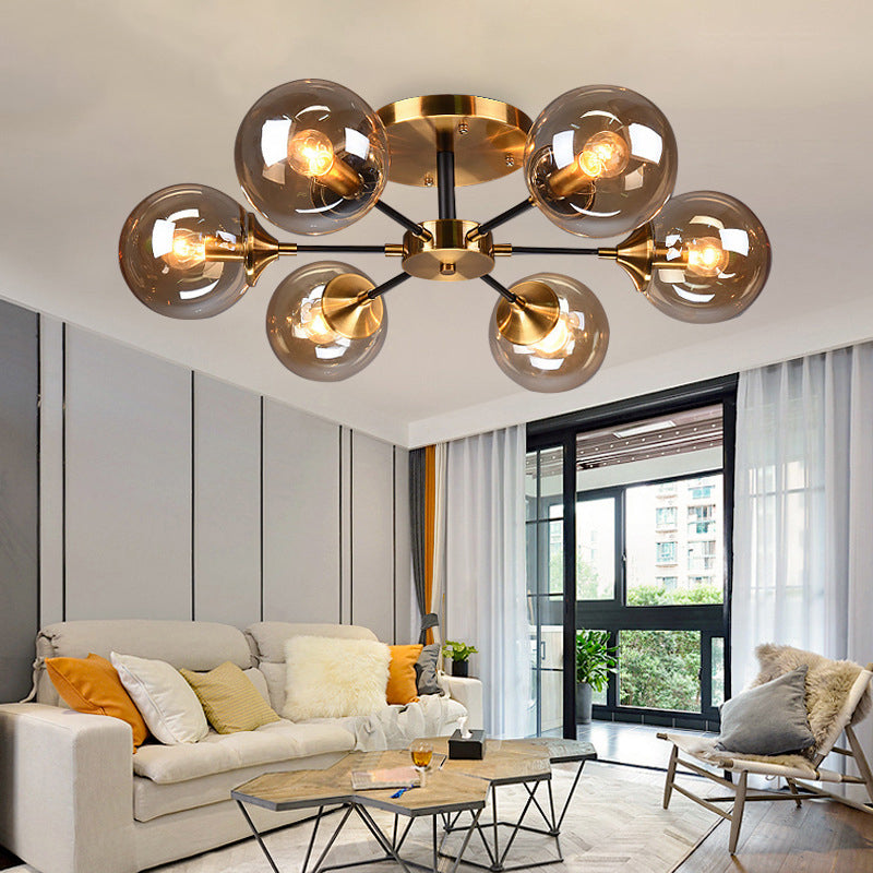 Contemporánea Sphere Flush Light Light Light Lámparas de montaje de vidrio en oro