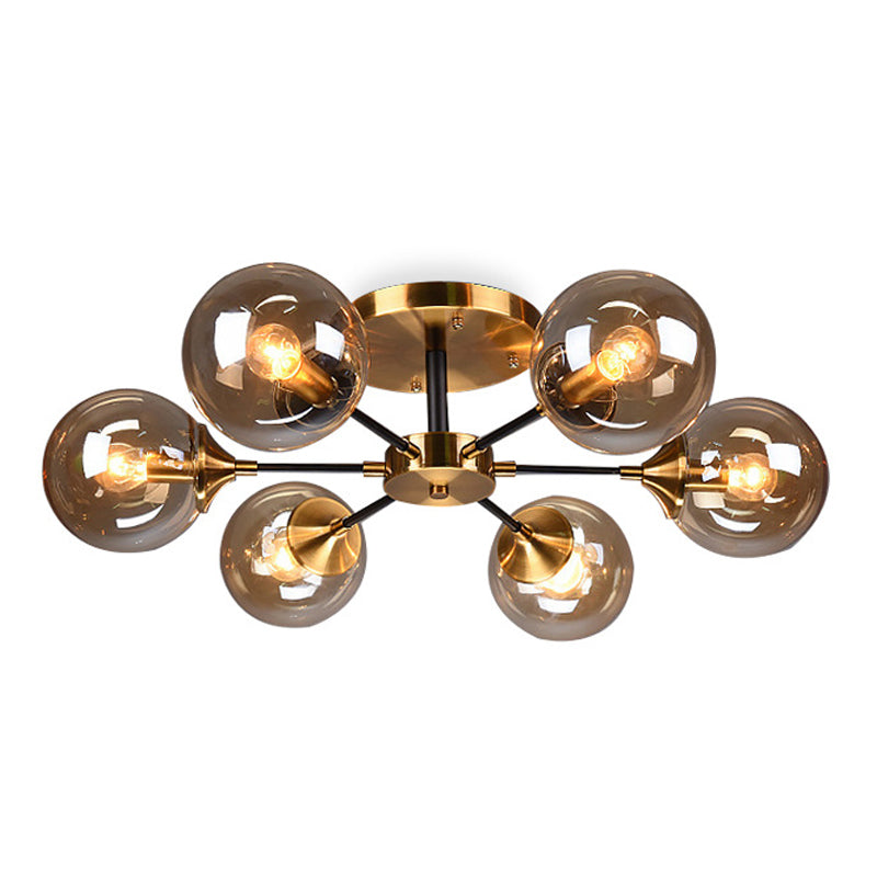 Contemporánea Sphere Flush Light Light Light Lámparas de montaje de vidrio en oro