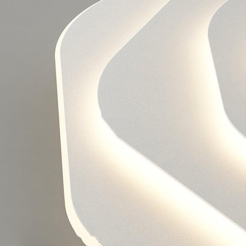 Modern Flush Light Fixtures Hexagon Iron 1 Light Flush Mount Lamps in White