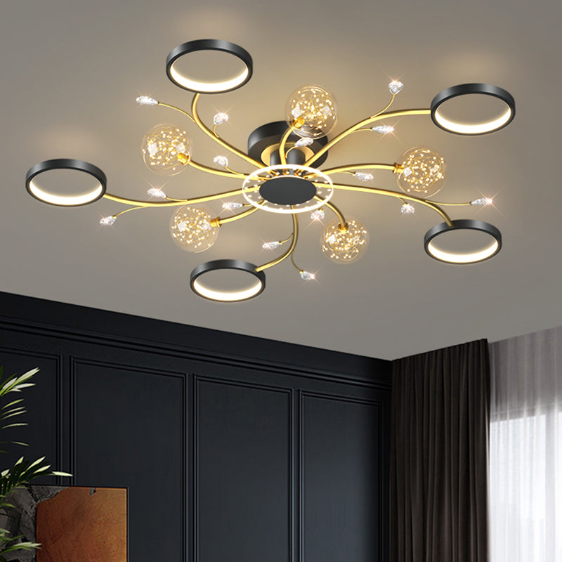 Aménagement moderne monté sur le plafond simple LED Black Semi Flush Light
