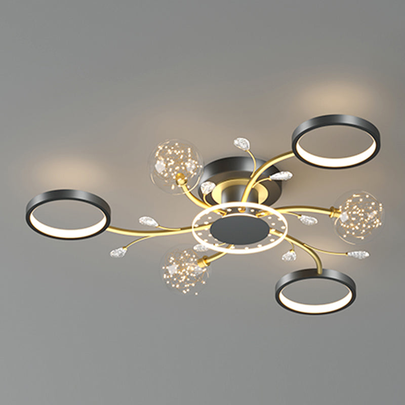 Aménagement moderne monté sur le plafond simple LED Black Semi Flush Light