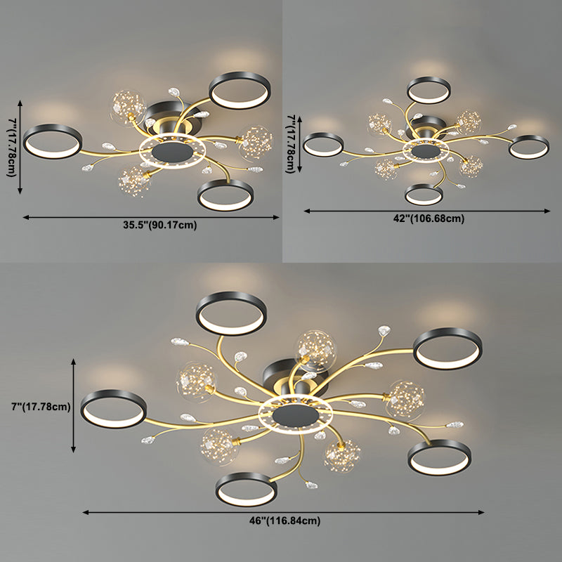 Aménagement moderne monté sur le plafond simple LED Black Semi Flush Light