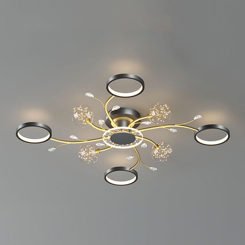 Aménagement moderne monté sur le plafond simple LED Black Semi Flush Light