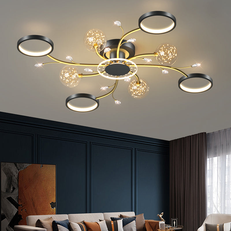 Aménagement moderne monté sur le plafond simple LED Black Semi Flush Light