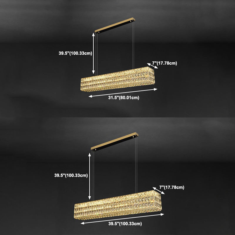 Lámpara colgante de restaurantes rectángulos modernos de acero inoxidable de acero de acero inoxidable con sombra de cristal