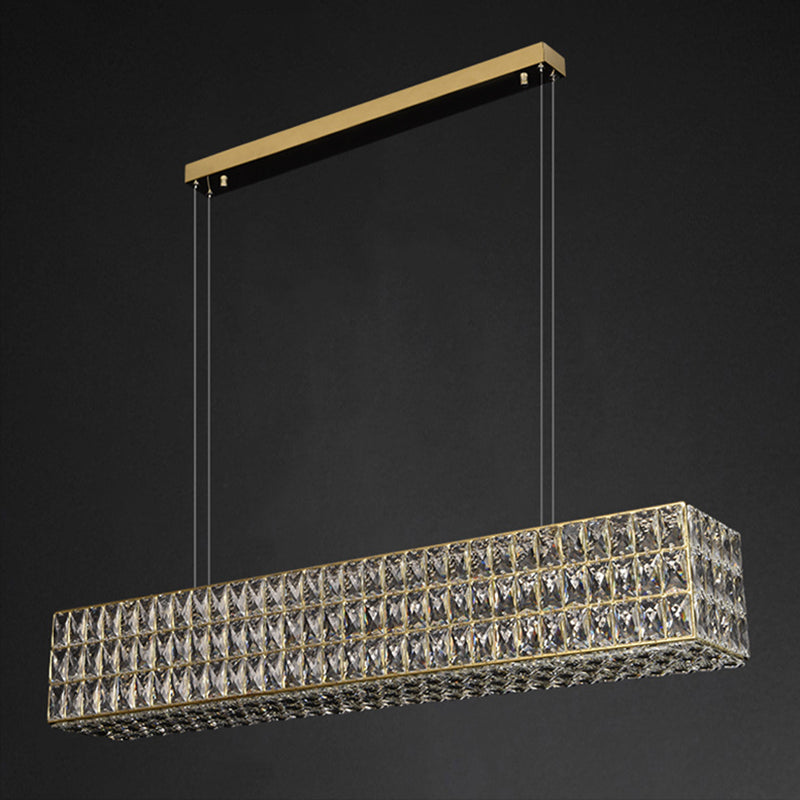 Lámpara colgante de restaurantes rectángulos modernos de acero inoxidable de acero de acero inoxidable con sombra de cristal