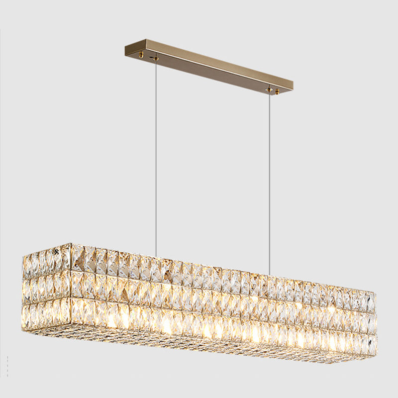 Lámpara colgante de restaurantes rectángulos modernos de acero inoxidable de acero de acero inoxidable con sombra de cristal