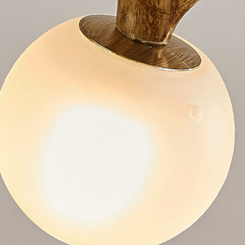 Brown Resin Island Lights Modern Restaurant Multi-Head Restaurant Lamphing con sombra de vidrio de globo