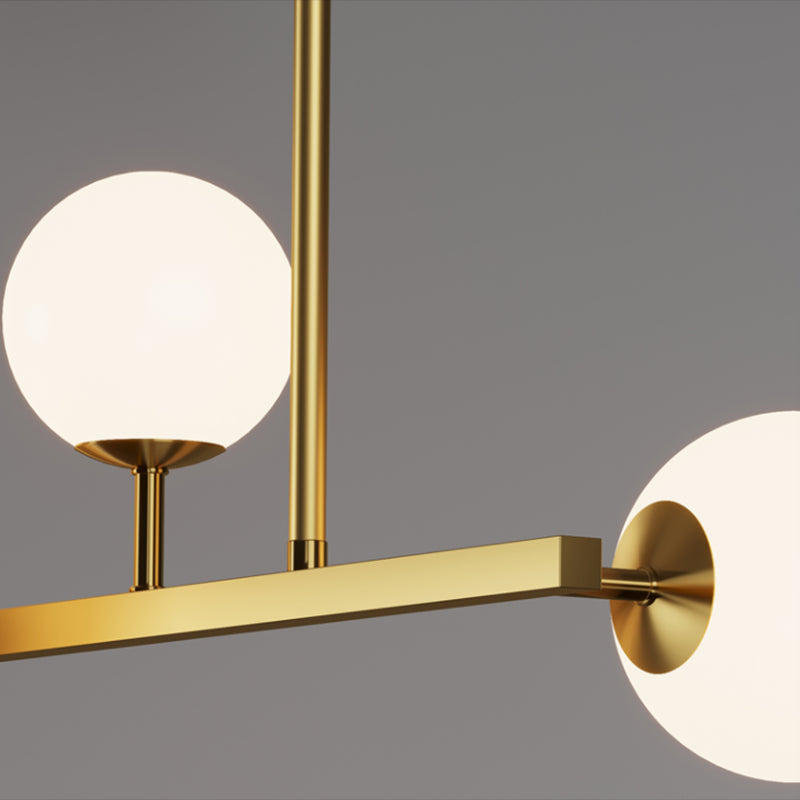 Luces colgantes de restaurantes de múltiples cabezas de geometría moderna de geometría con sombra de vidrio blanco