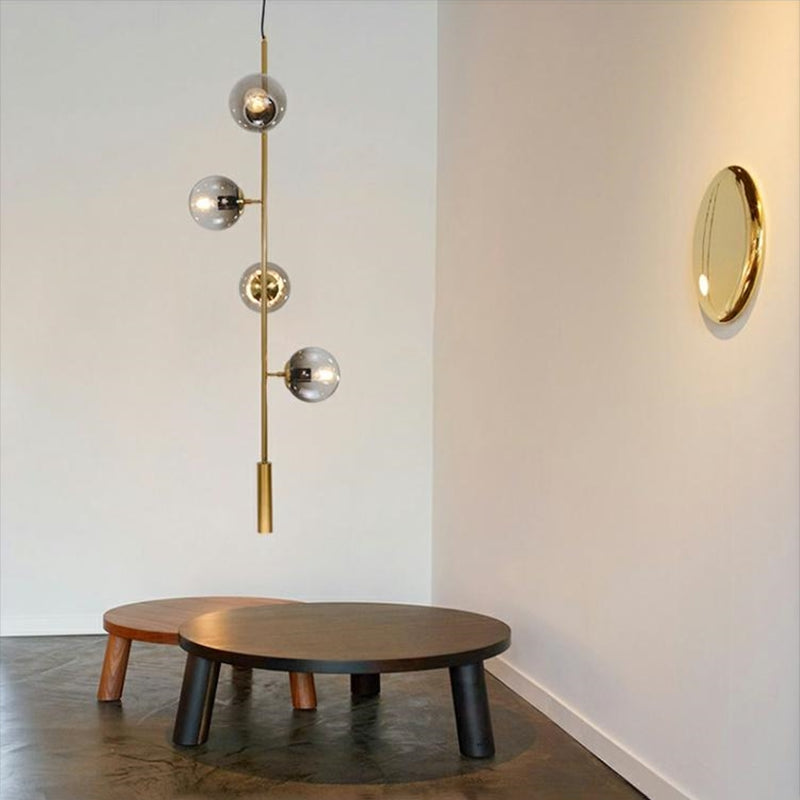 Lámparas colgantes de restaurantes múltiples de Gold Island Chandelier con sombra de vidrio de globo