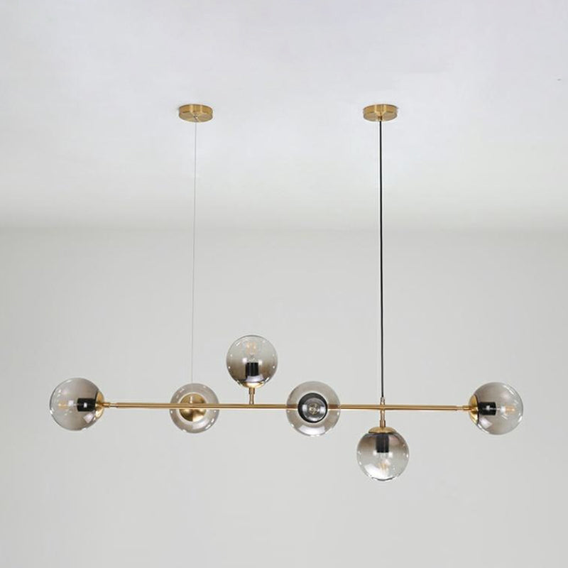 Lámparas colgantes de restaurantes múltiples de Gold Island Chandelier con sombra de vidrio de globo
