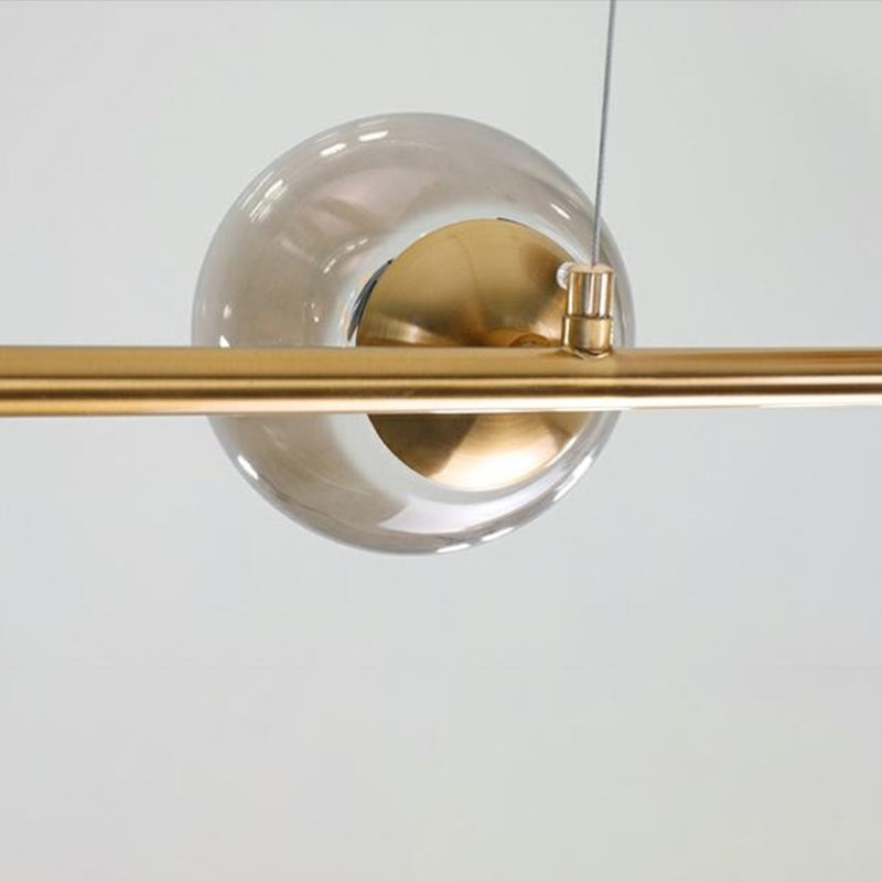 Lámparas colgantes de restaurantes múltiples de Gold Island Chandelier con sombra de vidrio de globo
