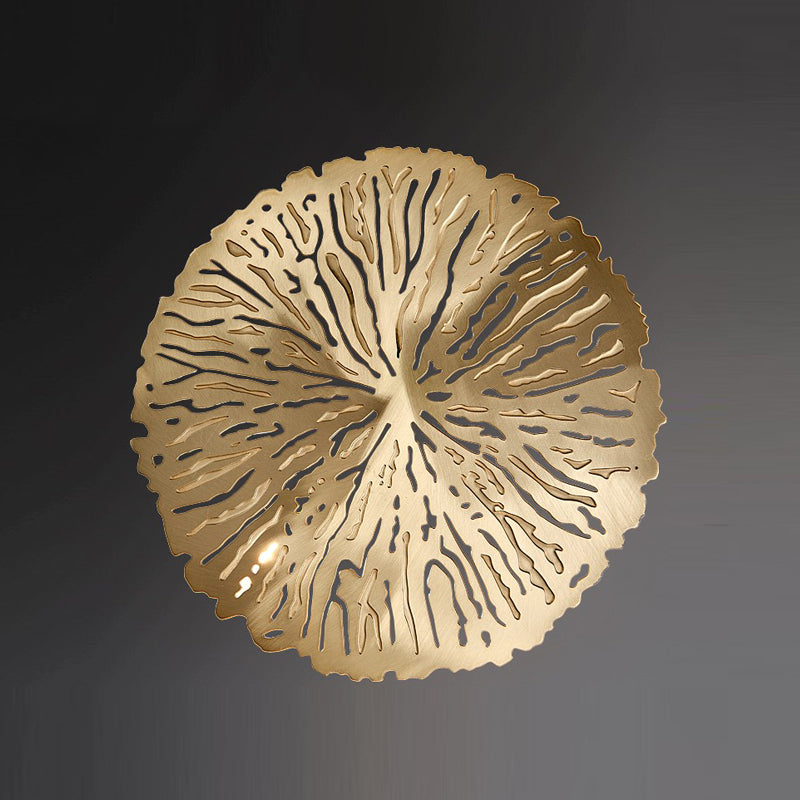 Luz de latón nórdica Luz de loto Forma de la hoja de múltiples luces de pared de luz en oro