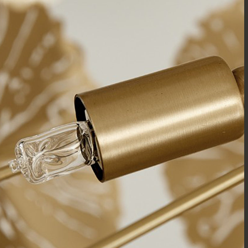 Luz de latón nórdica Luz de loto Forma de la hoja de múltiples luces de pared de luz en oro