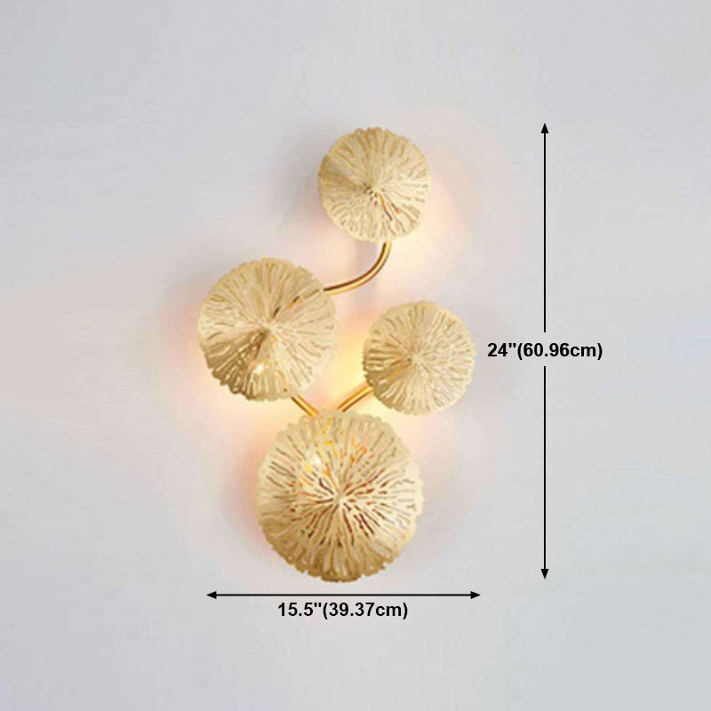 Luz de latón nórdica Luz de loto Forma de la hoja de múltiples luces de pared de luz en oro
