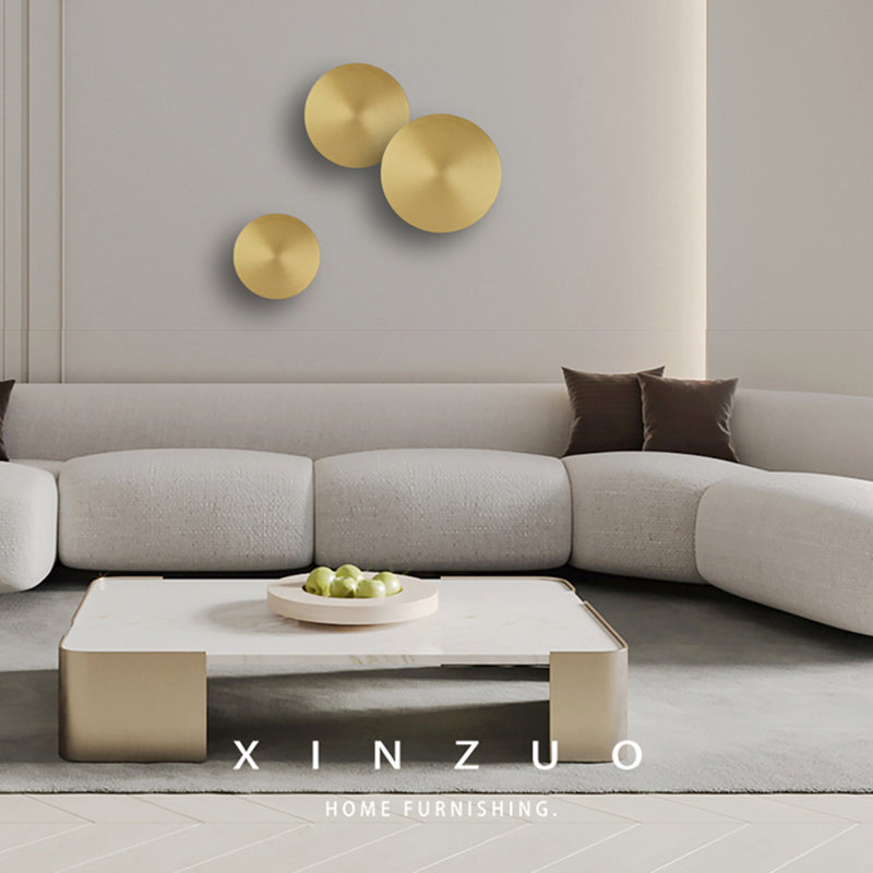 Round Shade Metal Wall Sconce Modern Style 1-Light Wall Mount Light for Living Room