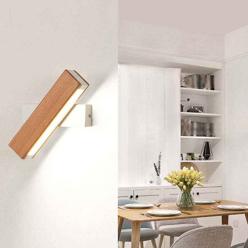 Luz de pared de madera de forma cuadrada estilo moderno 1 luz de montaje de pared ligera
